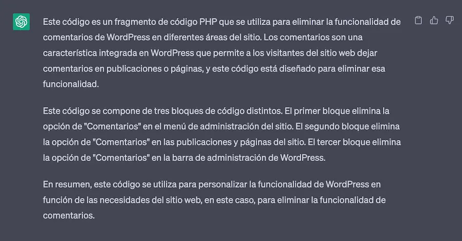 ChatGPT – explicar código