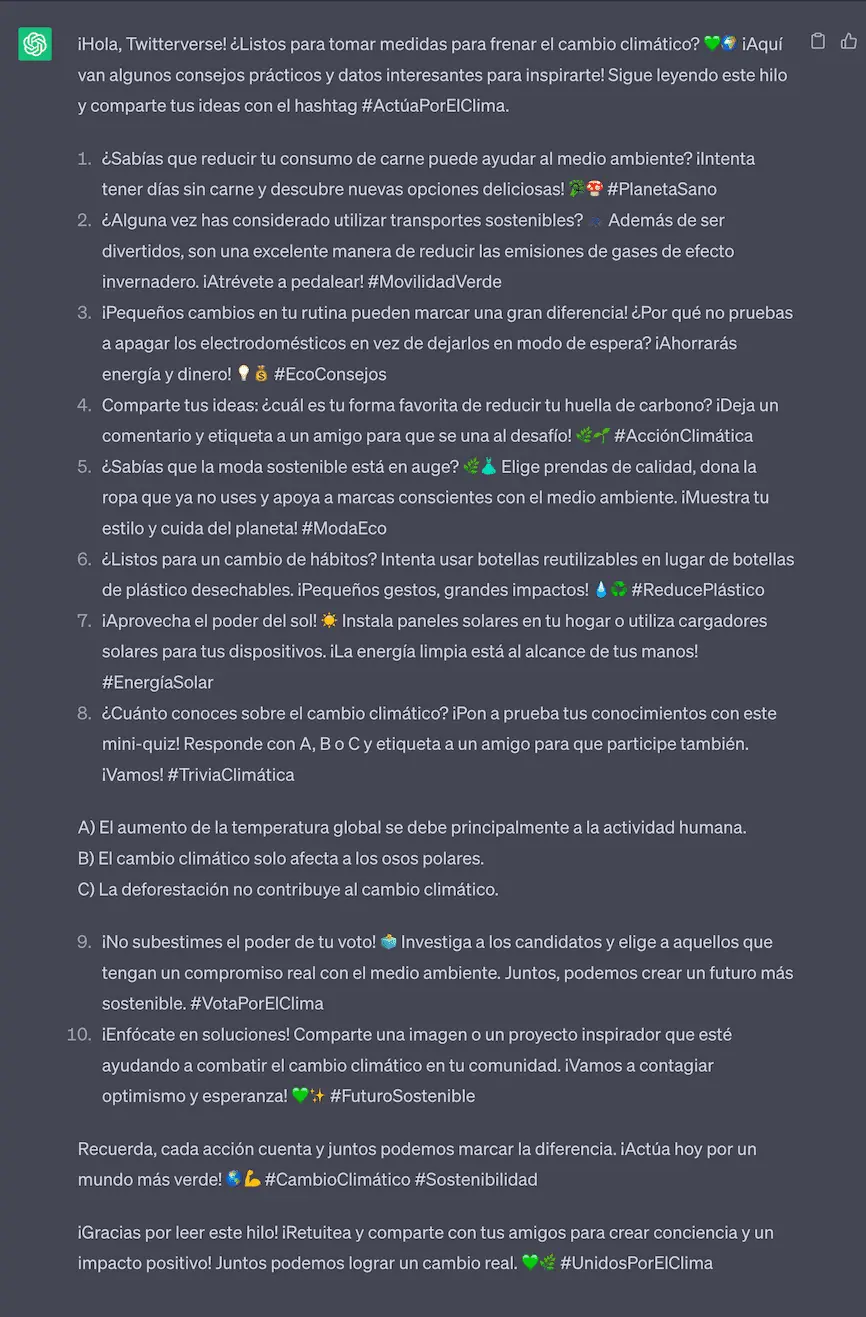 ChatGPT prompt Crea un hilo viral en Twitter